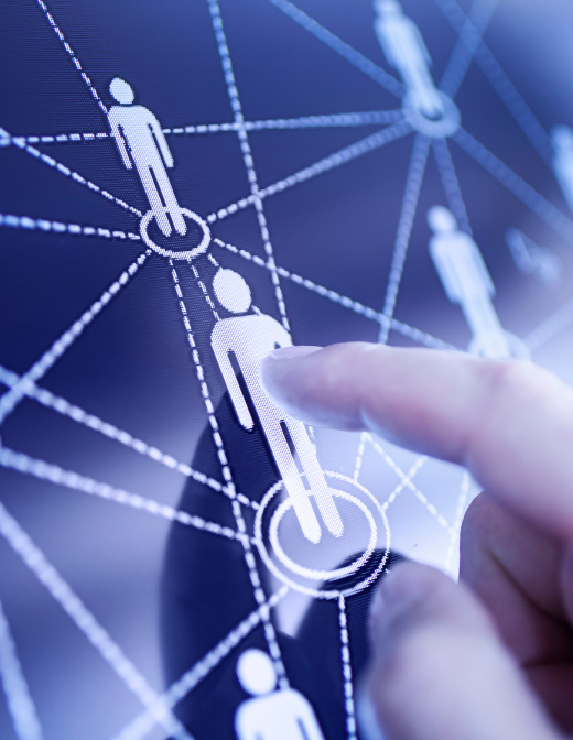 finger pointing at digital human network interface